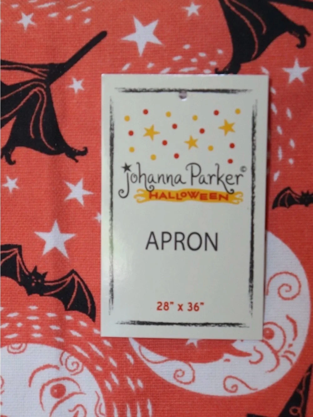 New! Johanna Parker Orange Black Halloween Witch Moons Kitchen Apron